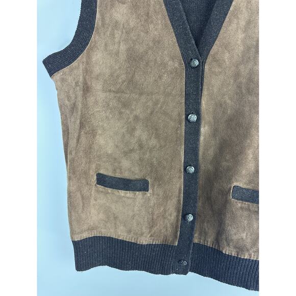 Lauren Ralph Lauren Suede Leather Vest Equestrian Women's Large Wool Cashmere - Picture 7 of 11
